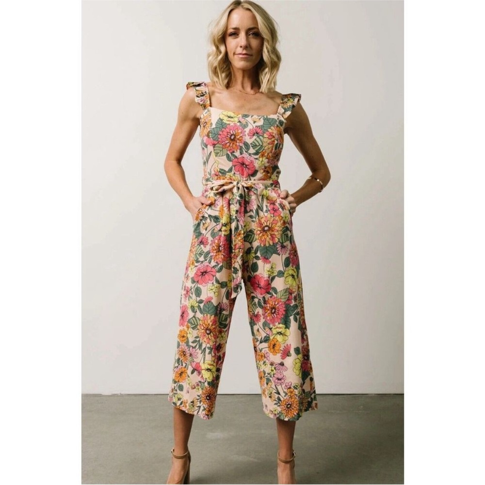 Baltic Børn Gemma Jumpsuit | Floral Jumpsuit with Ruffle Straps 3XL